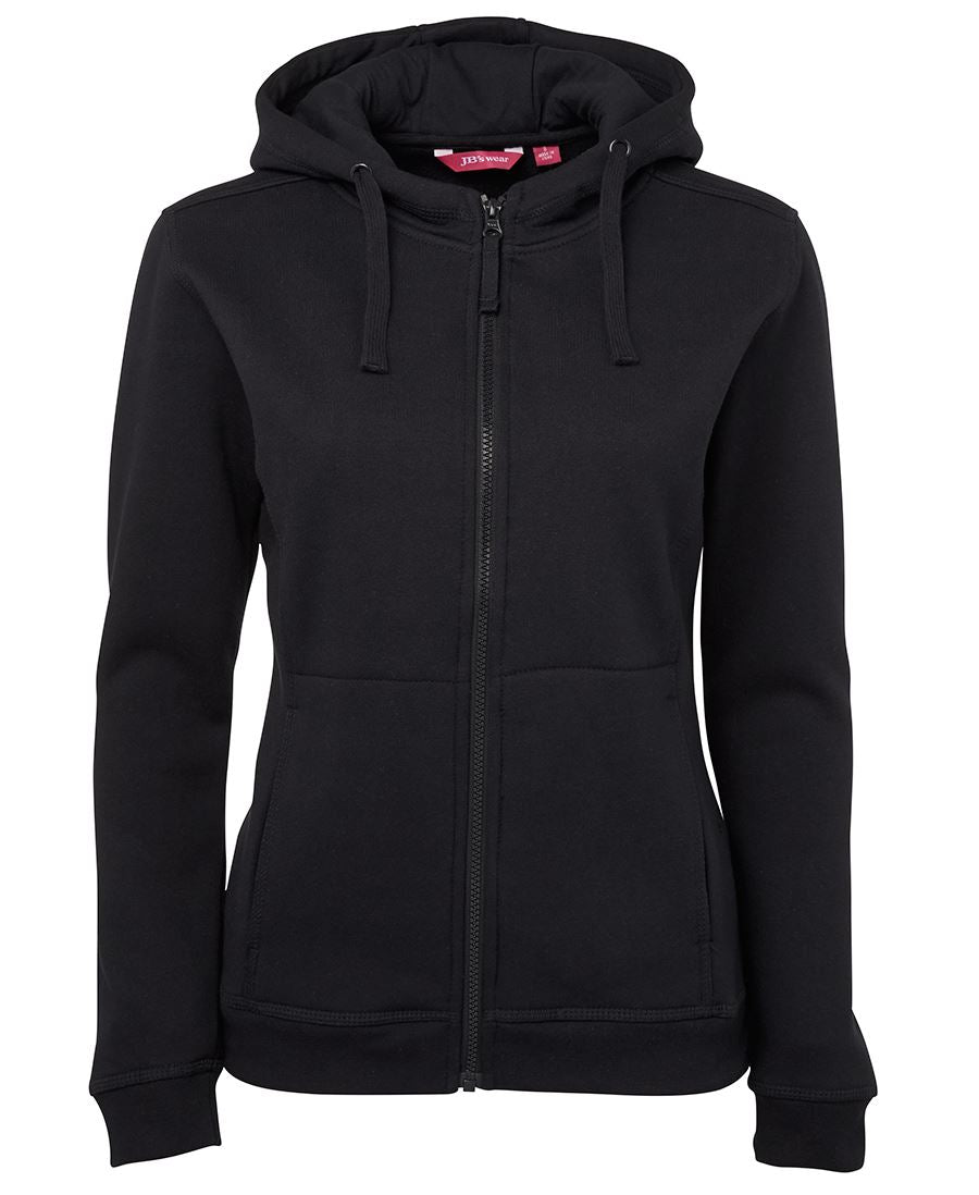 JB's LADIES FULL ZIP FLEECY HOODIE BLACK