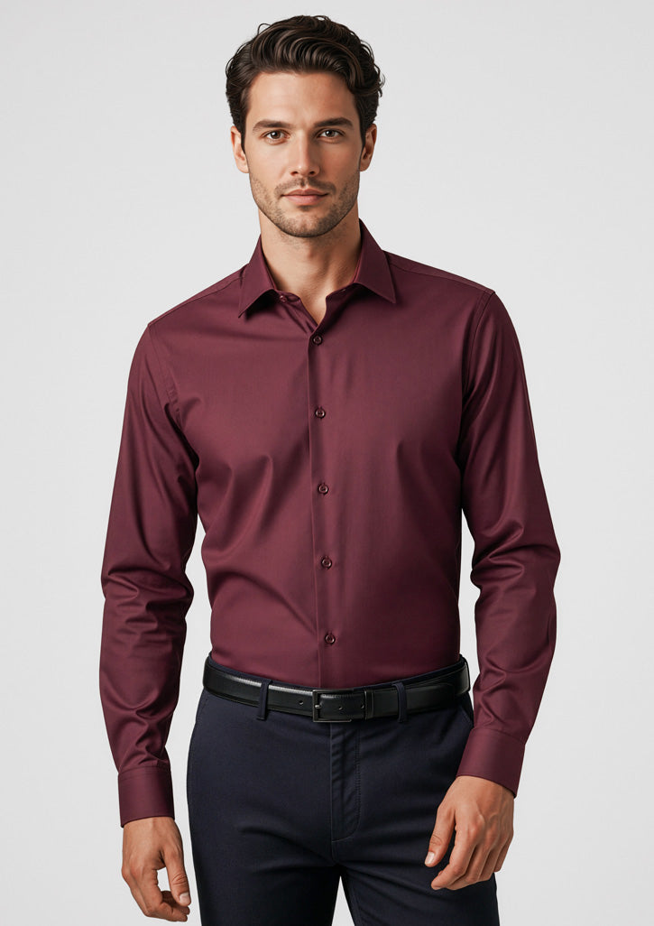 Mens Hudson Long Sleeve Shirt - Wine