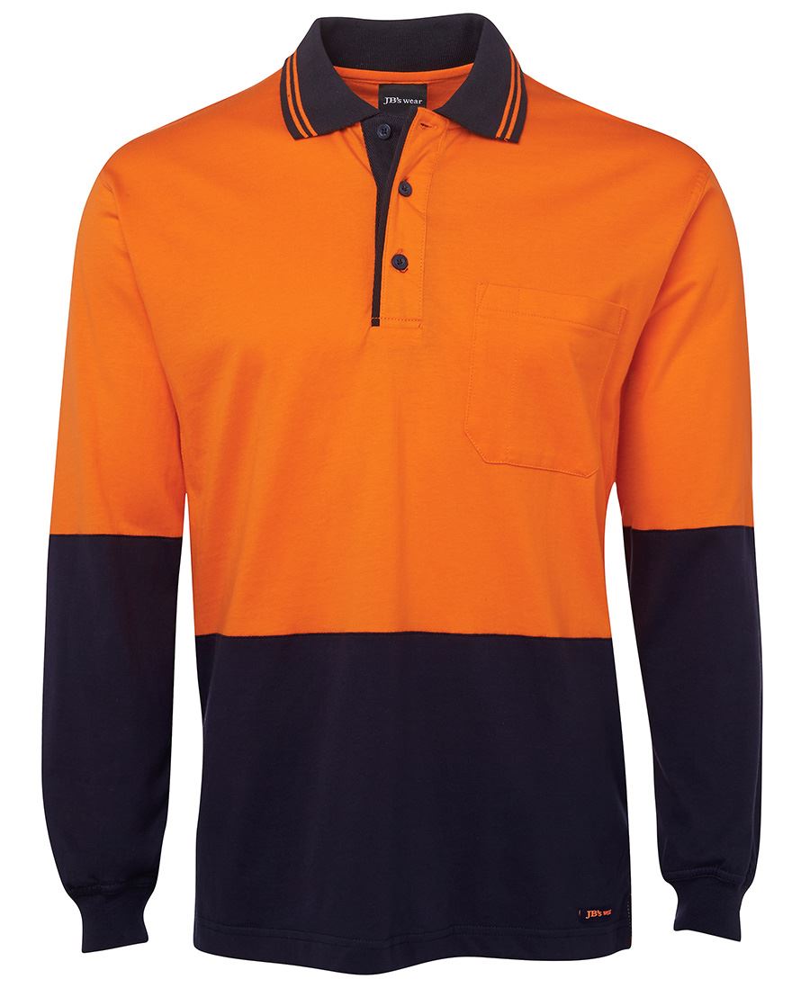 JB's HV L/S COTTON POLO ORANGE/NAVY