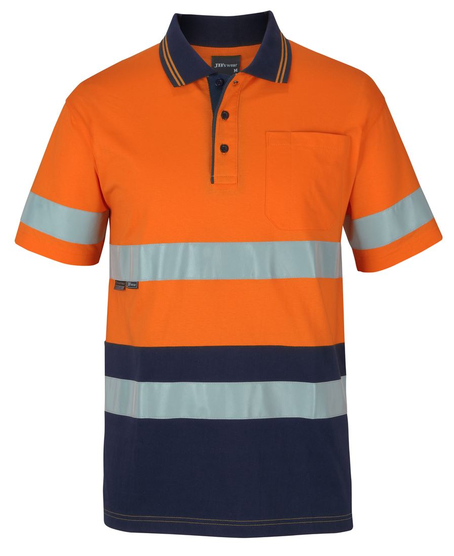JB's HV (D+N) S/S COTTON POLO ORANGE/NAVY