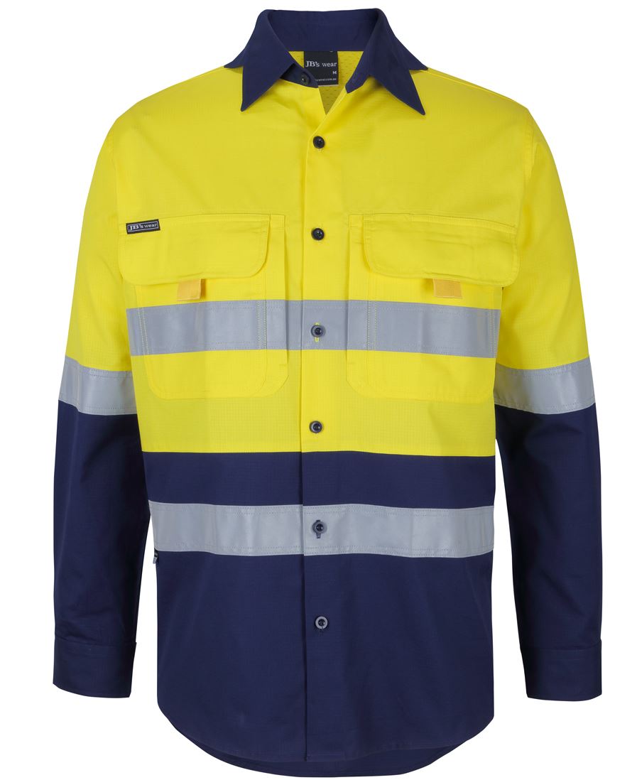 JB's HV (D+N) L/S RIPSTOP FISHING SHIRT YELLOW/NAVY