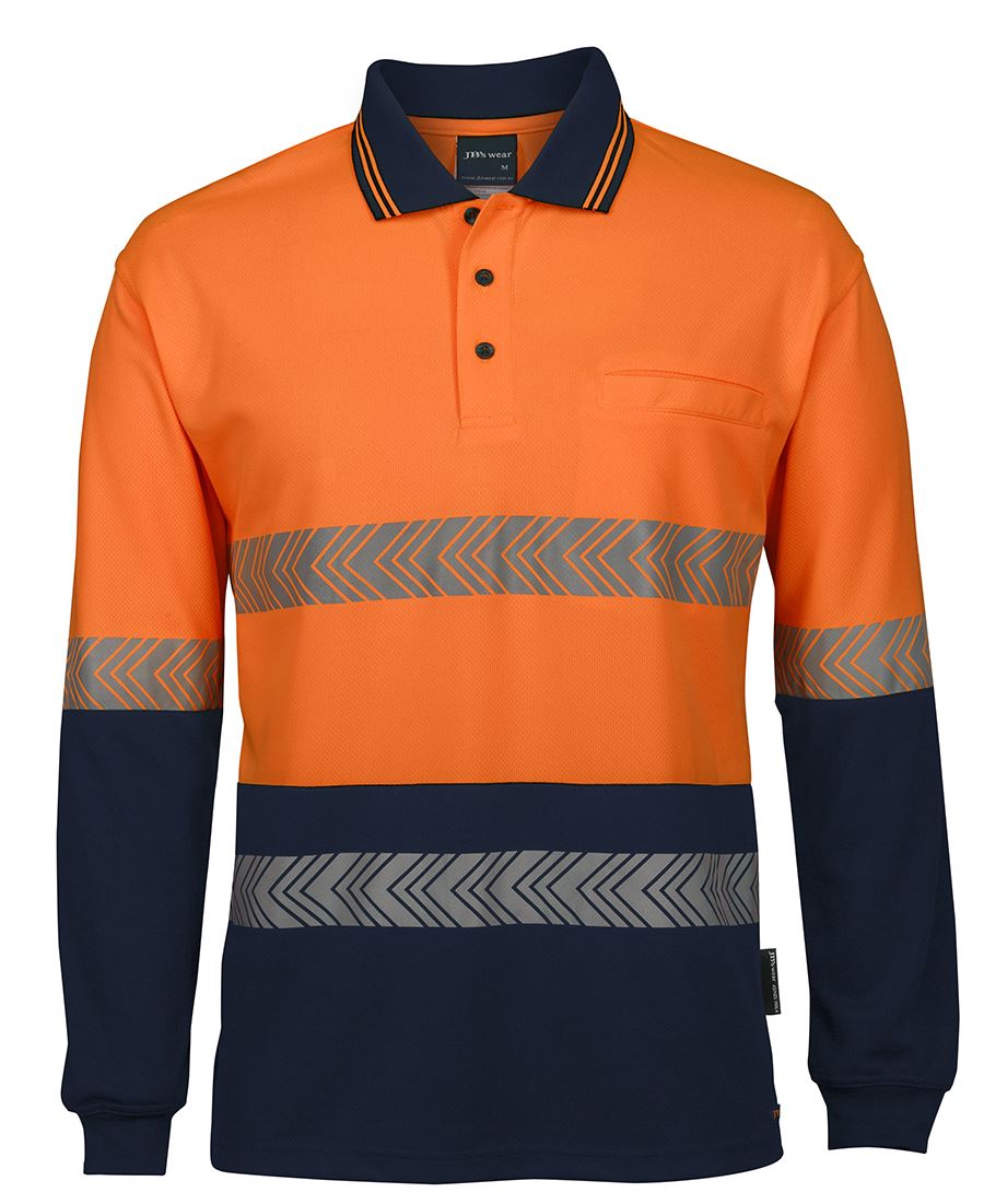 JB's HV L/S SEGMENTED TAPE POLO LIME/NAVY