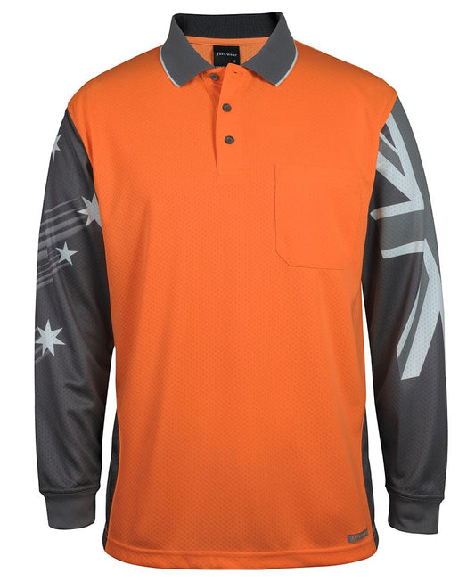 JB's HV L/S SOUTHERN CROSS POLO LIME/CHARCOAL
