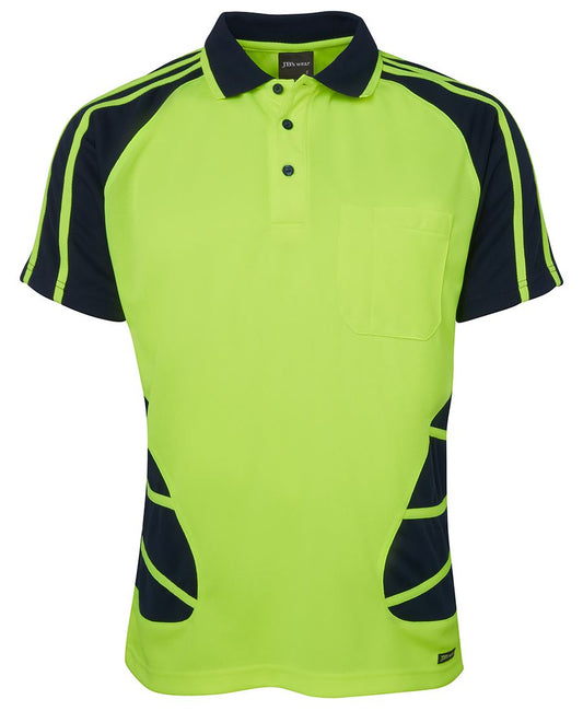 JB's HV S/S SPIDER POLO LIME/NAVY
