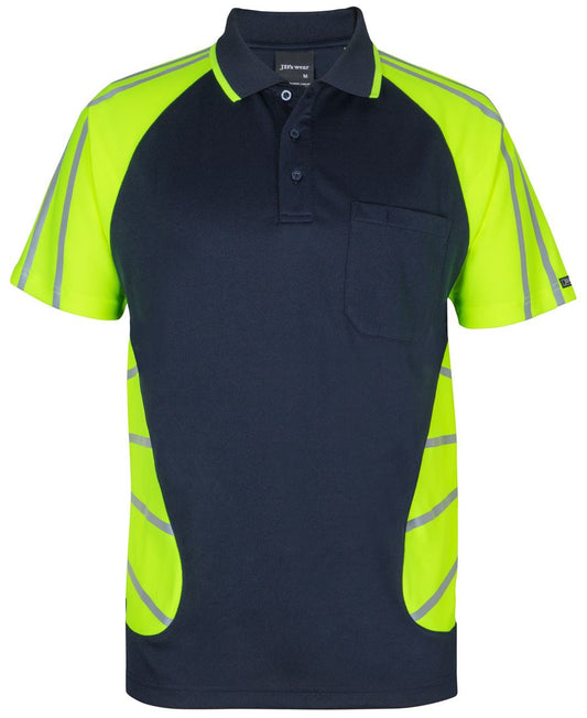 JB's STREET SPIDER POLO W/ REFLECTIVE STRIPE NAVY/LIME