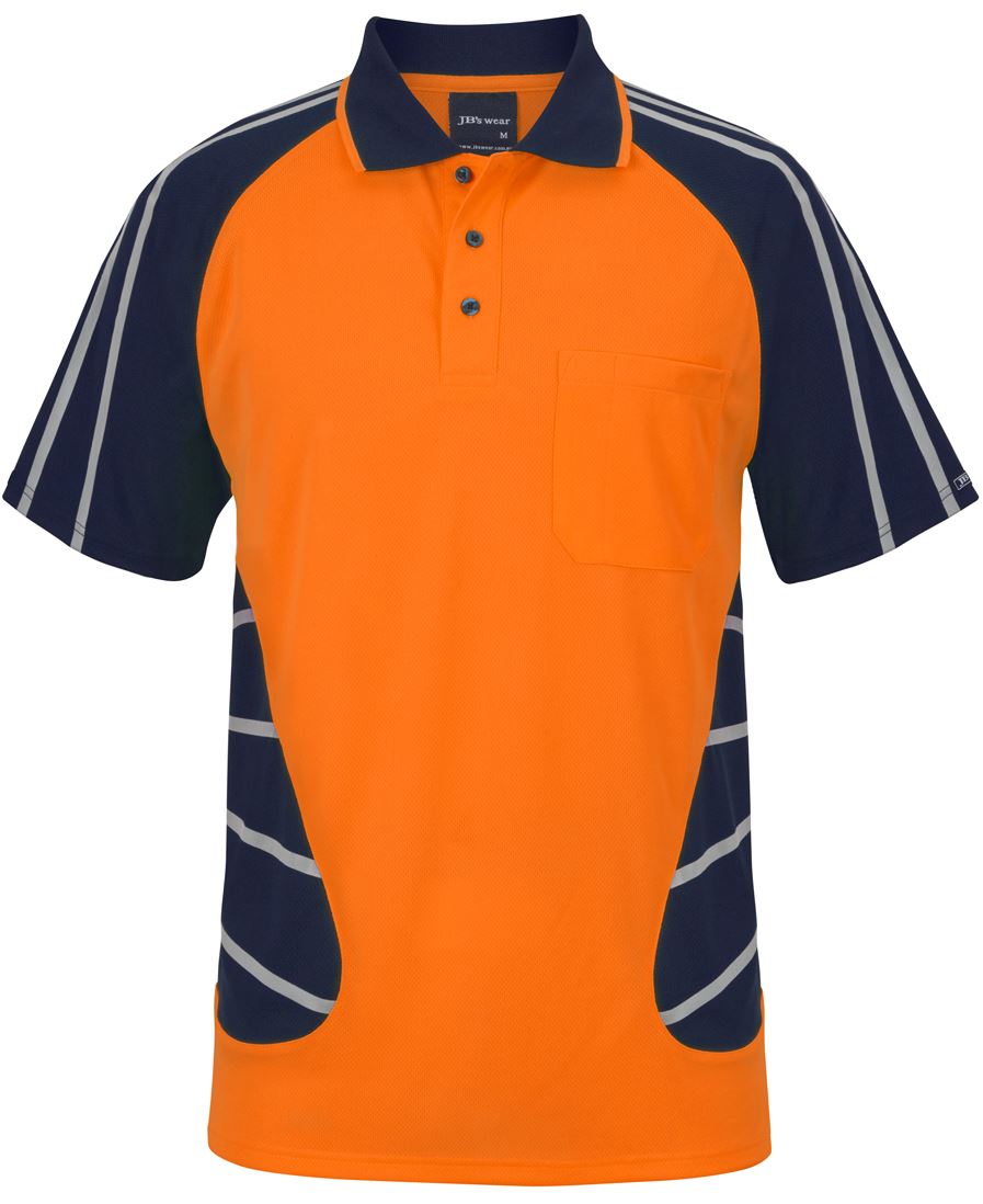 JB's STREET SPIDER POLO W/ REFLECTIVE STRIPE NAVY/LIME