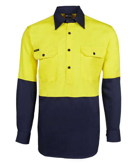 JB's HV CLOSE FRONT L/S 190G SHIRT ORANGE/NAVY