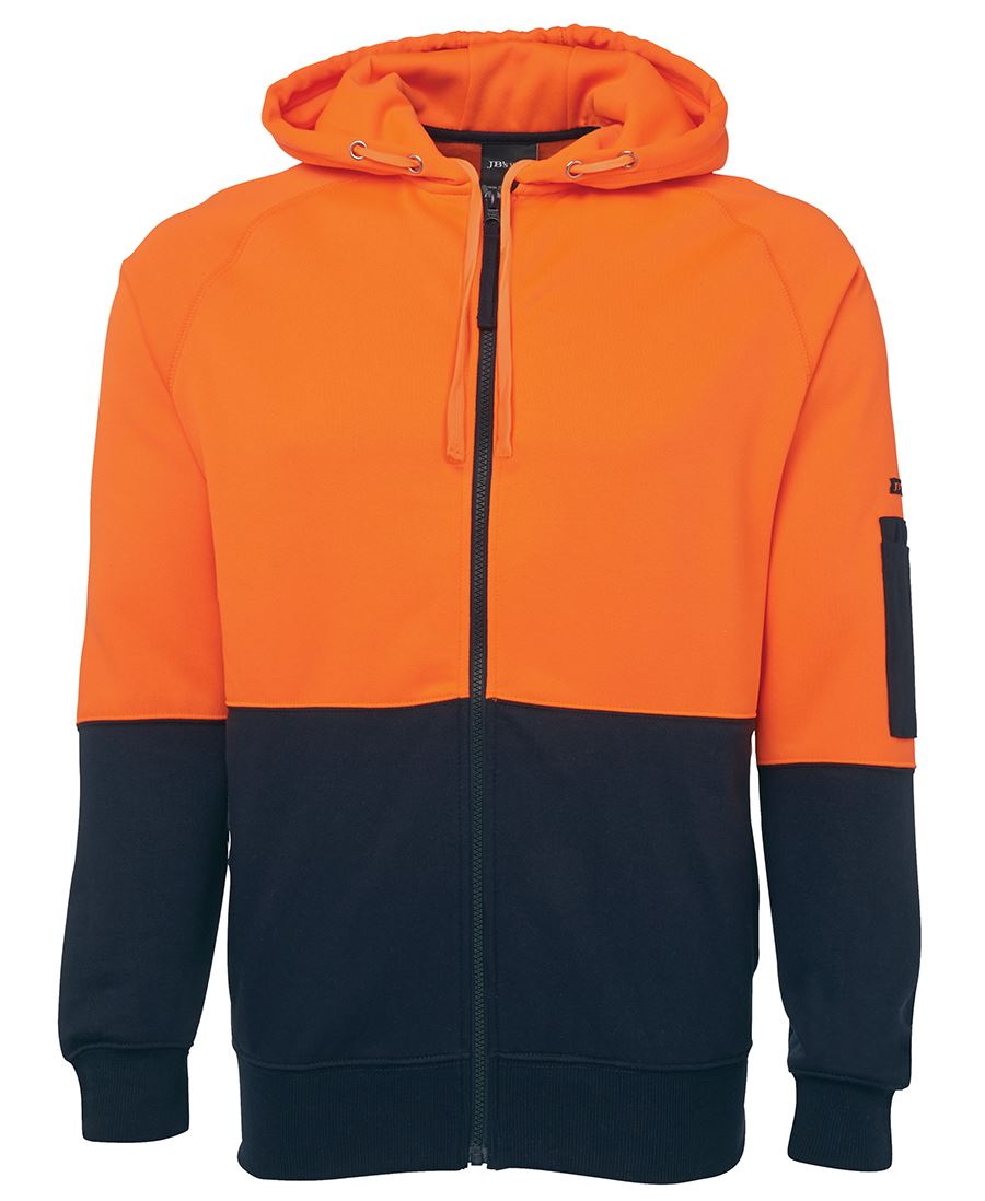 JB's HV FULL ZIP FLEECY HOODIE LIME/NAVY