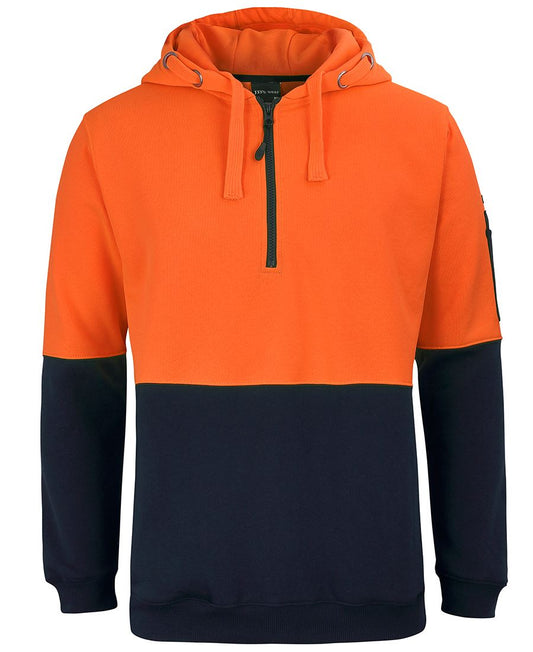 JB's HV 1/2 ZIP FLEECY HOODIE LIME/NAVY