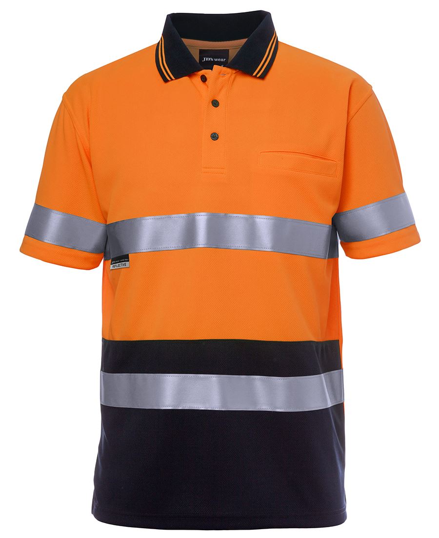 JB's HV S/S NON CUFF (D+N) TRAD POLO LIME/NAVY