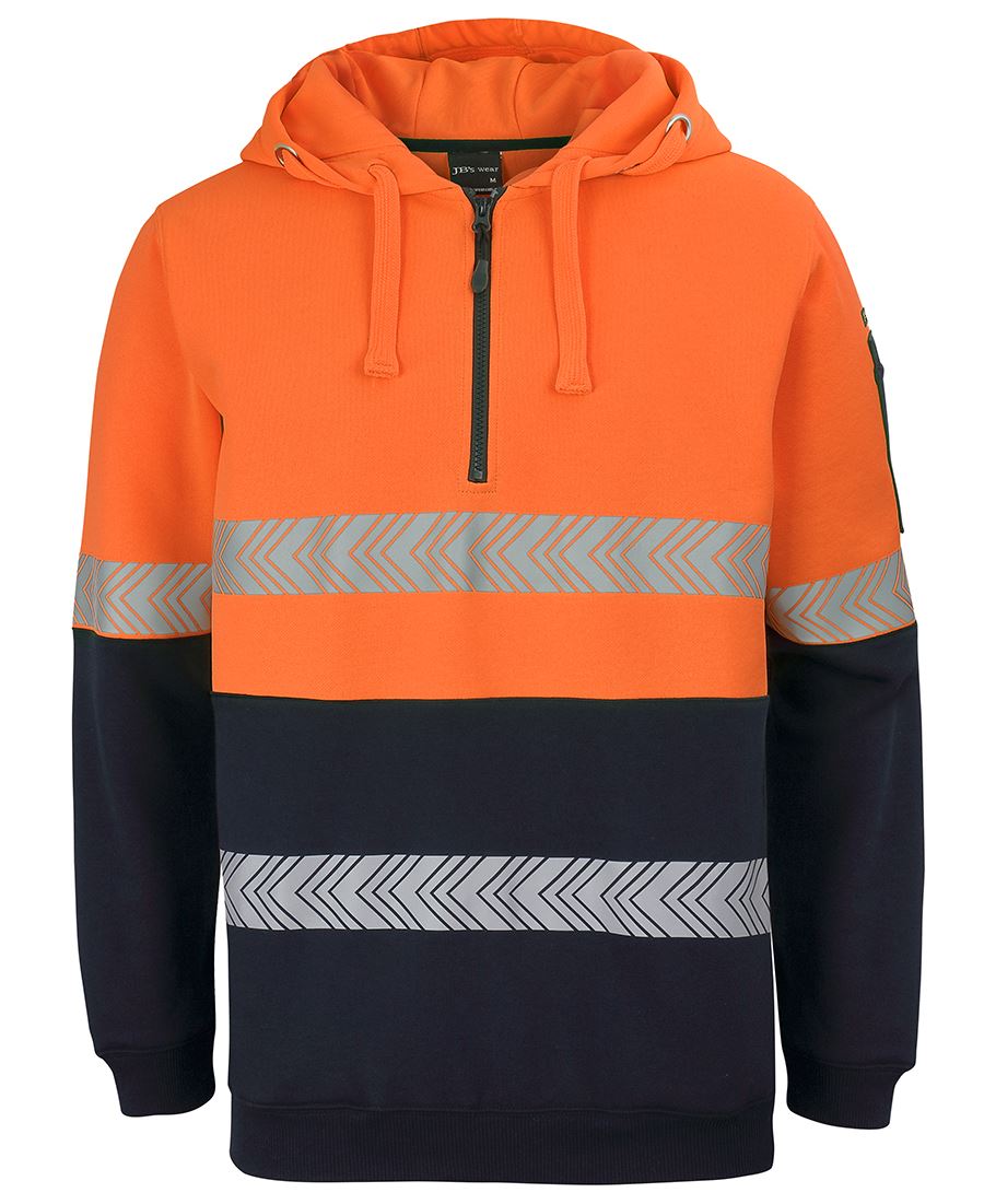 JB's HV (D+N) 1/2 ZIP SEGMENTED TAPE HOODIE LIME/NAVY
