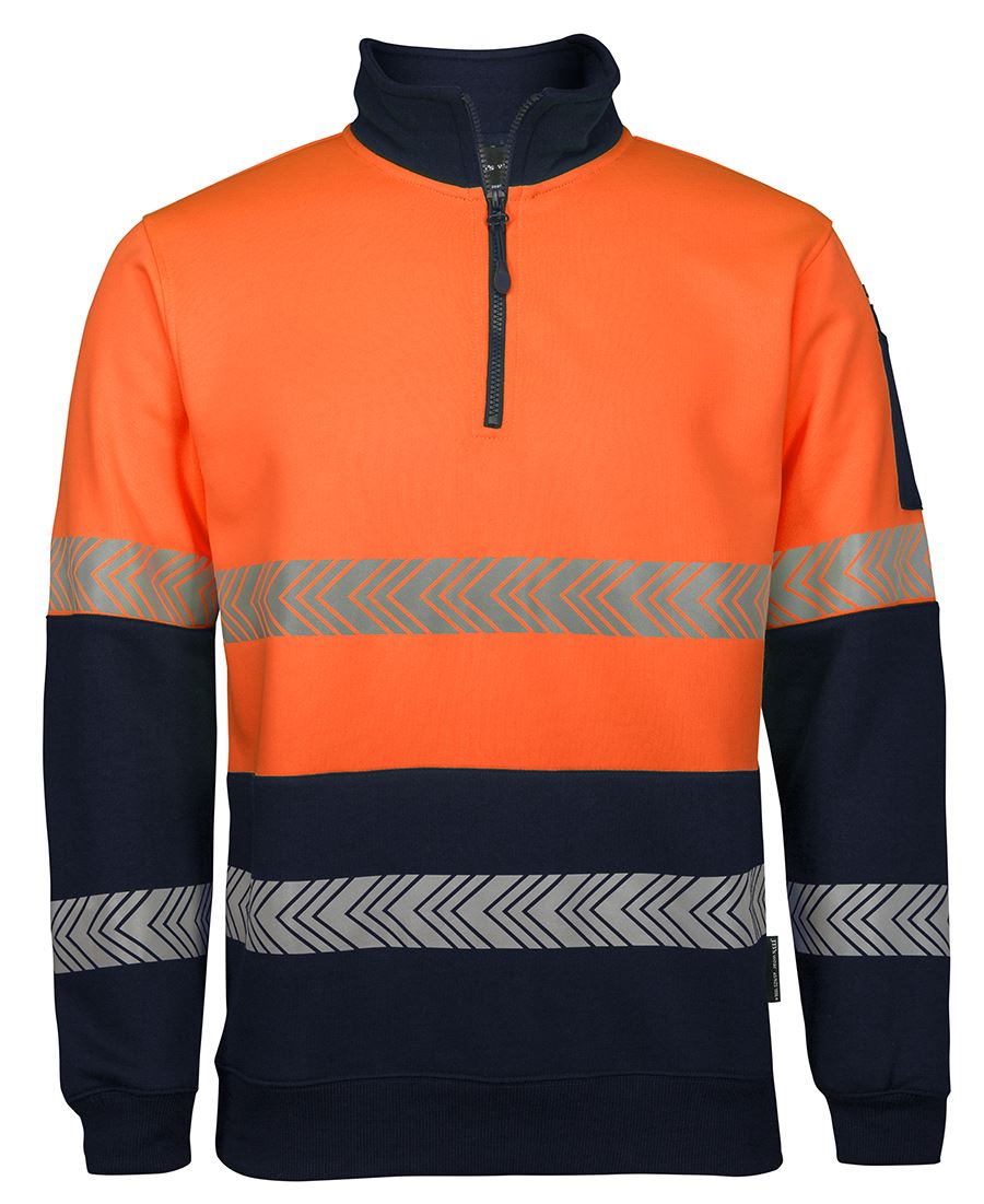 JB's HV 1/2 ZIP SEGMENTED TAPE FLEECY LIME/NAVY