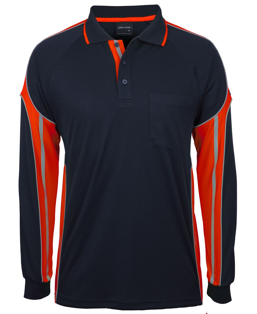 JB's L/S STREET PANEL POLO NAVY/LIME