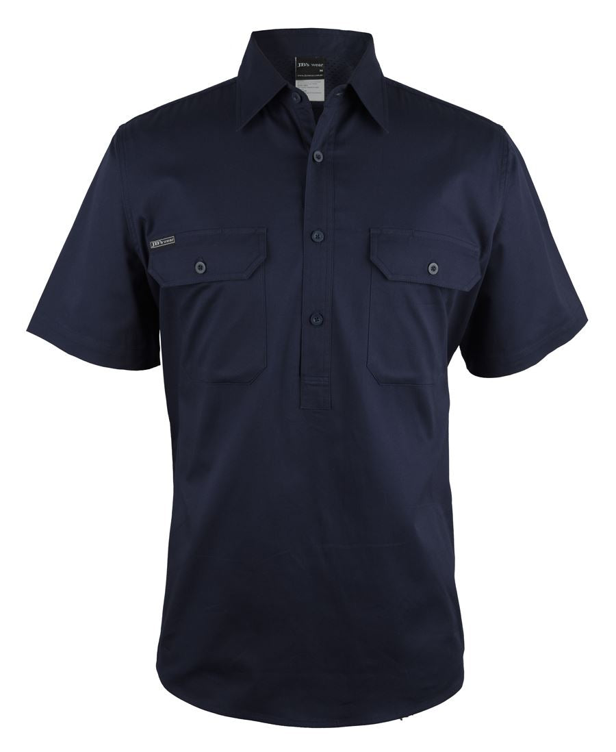 JB's CLOSE FRONT S/S 150G WORK SHIRT NAVY
