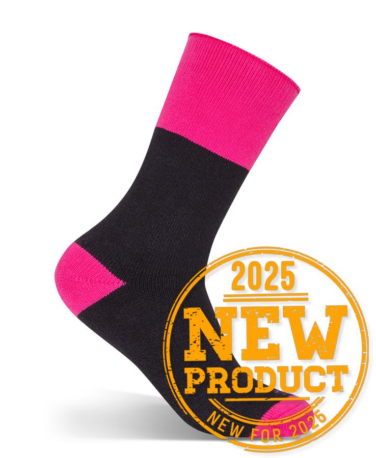 JB's LADIES ULTRA THICK BAMBOO WORK SOCK BLACK/PINK - 9