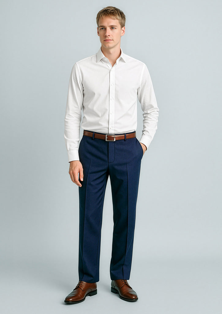 Mens Cool Stretch Flat Front Pant (Regular) - Navy