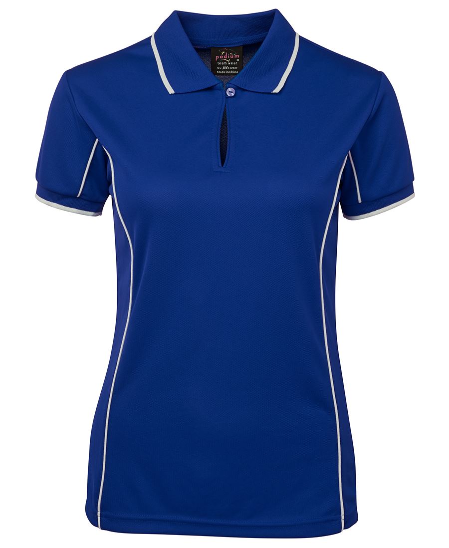PODIUM LADIES PIPING POLO BLACK/RED