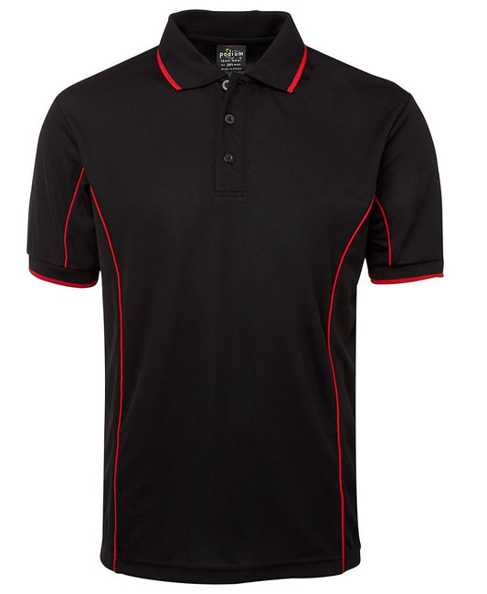 PODIUM S/S PIPING POLO BLACK/RED