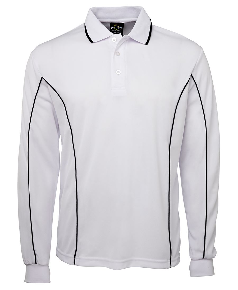 PODIUM L/S PIPING POLO BLACK/RED