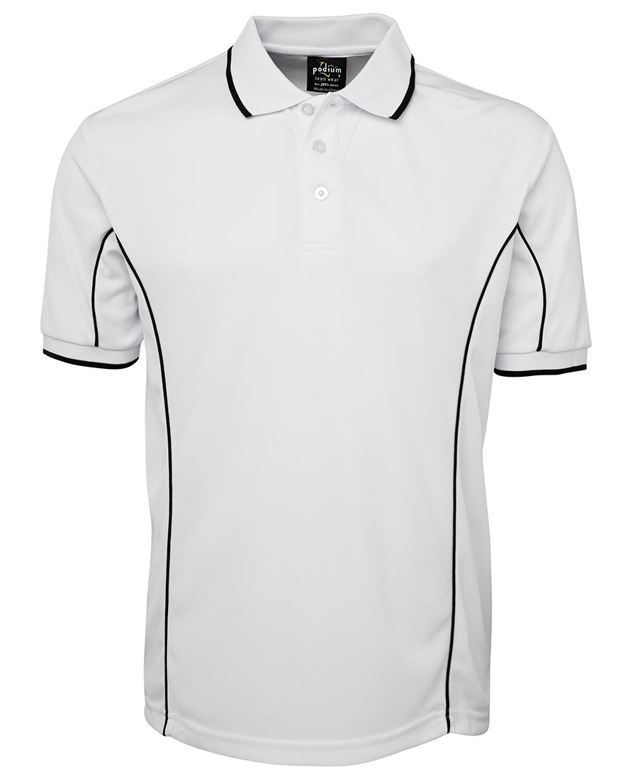 PODIUM S/S PIPING POLO BLACK/RED