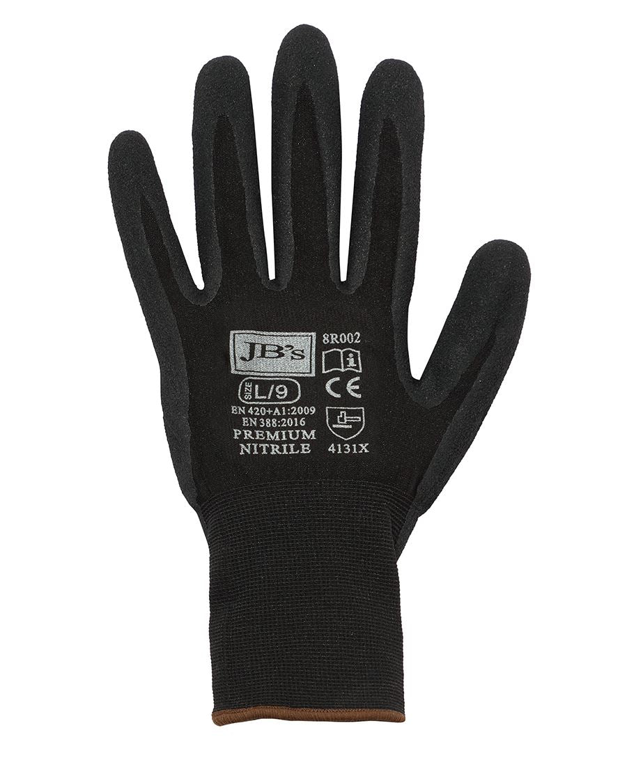 JB's PREMIUM BLACK NITRILE BRTHABLE GLOVE (12 PK) - L