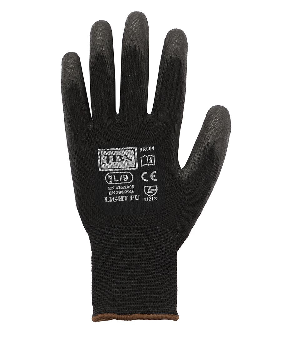 JB's BLACK LIGHT PU BREATHABLE GLOVE (12 PK) - M