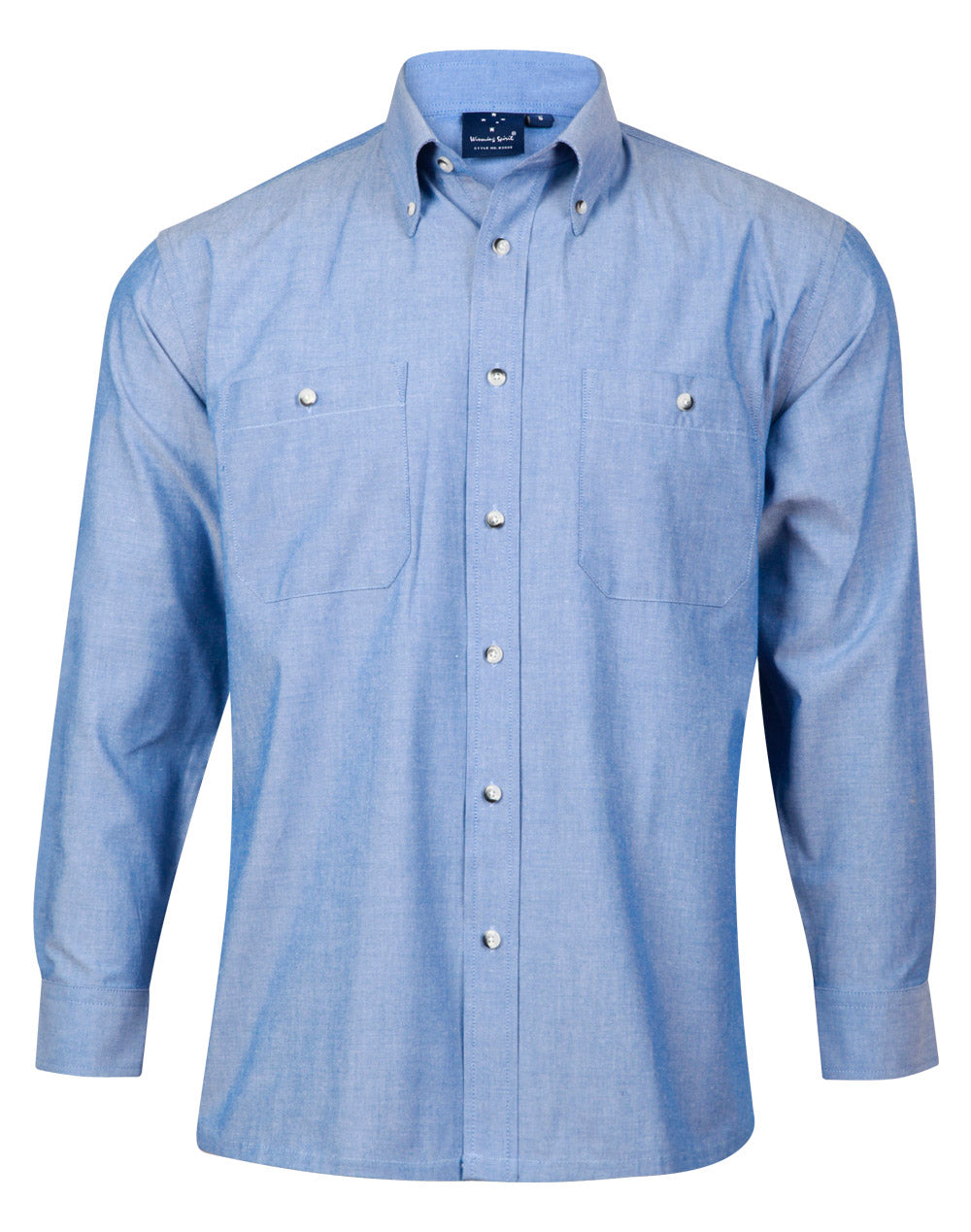 Mens w/f chambray shirt L/S - Chambray