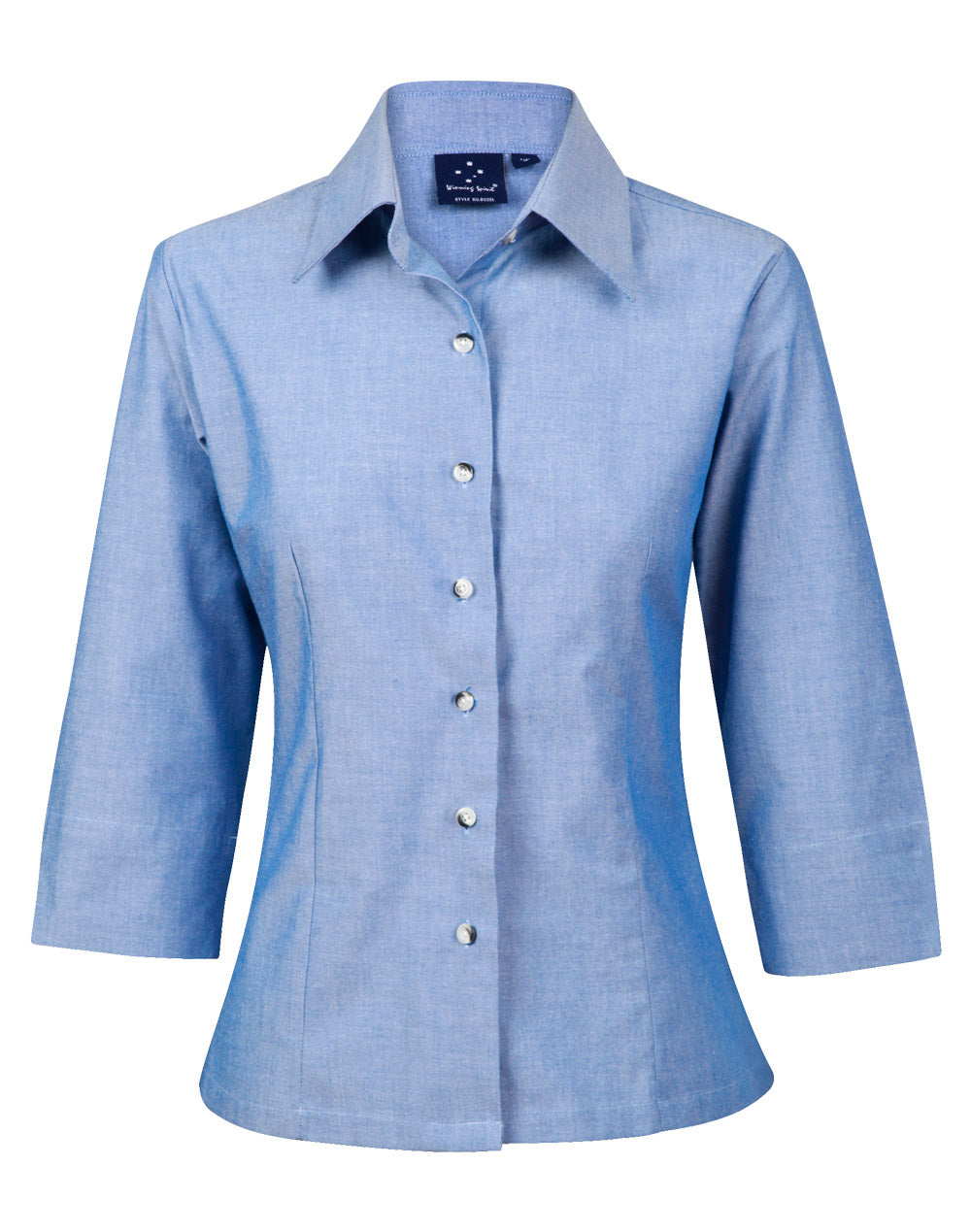 Ladies' wrinkle free chambray shirt 3/4 sleeve - Chambray