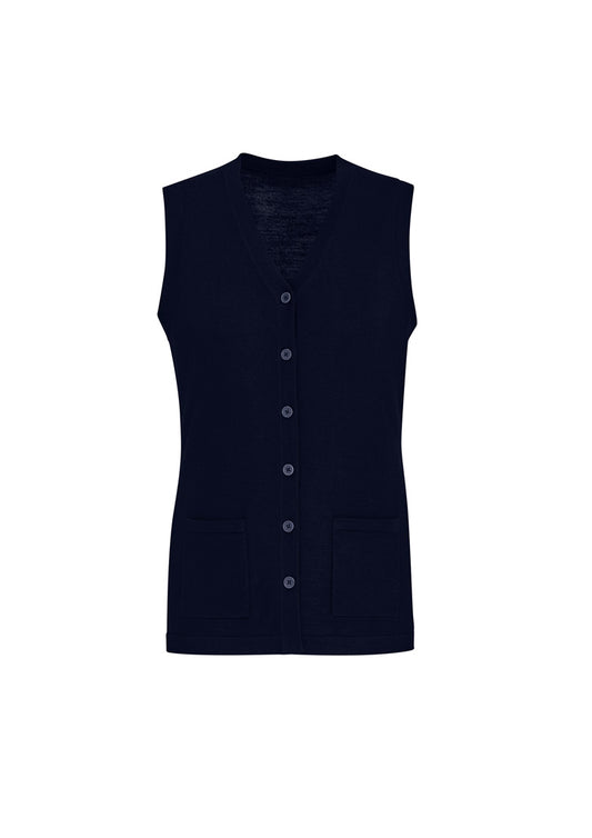 Womens Button Front Knit Vest - back