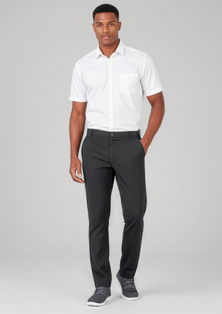 Mens Comfort Waist Flat Front Pant - Charcoal