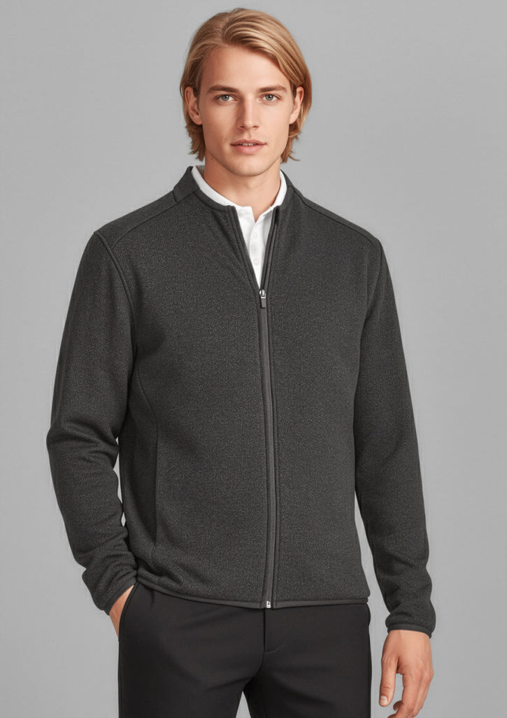 Mens Nova Zip Front Jumper - Black Marle