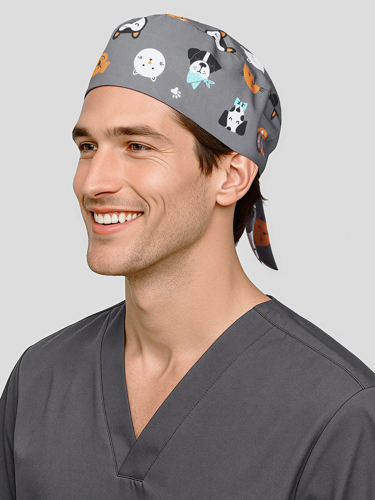 Printed Unisex Scrub Cap - Cheeky Pets