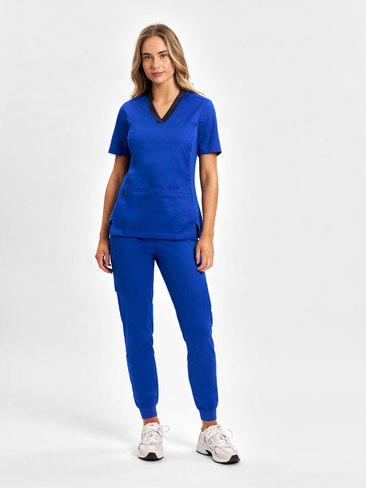 Riley Womens Slim Leg Jogger Scrub Pant - Electric Blue