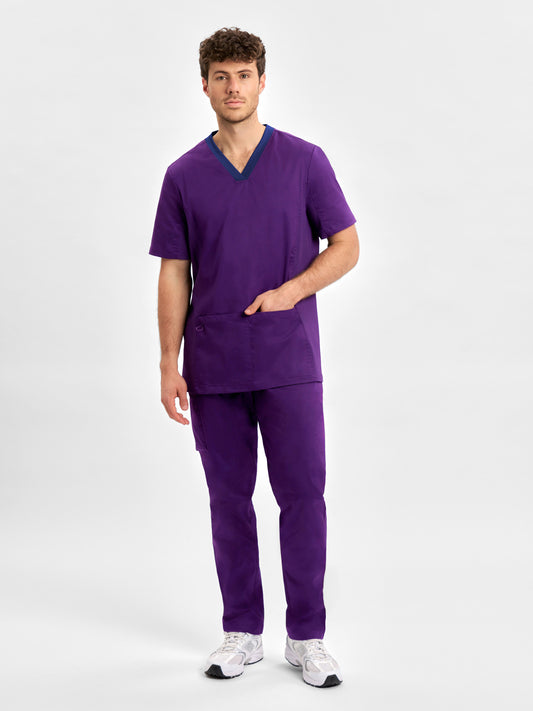 Riley Mens Straight Leg Scrub Pant - Purple