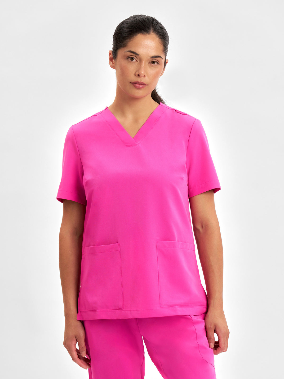 Womens Pink V-Neck Scrub Top - Pink