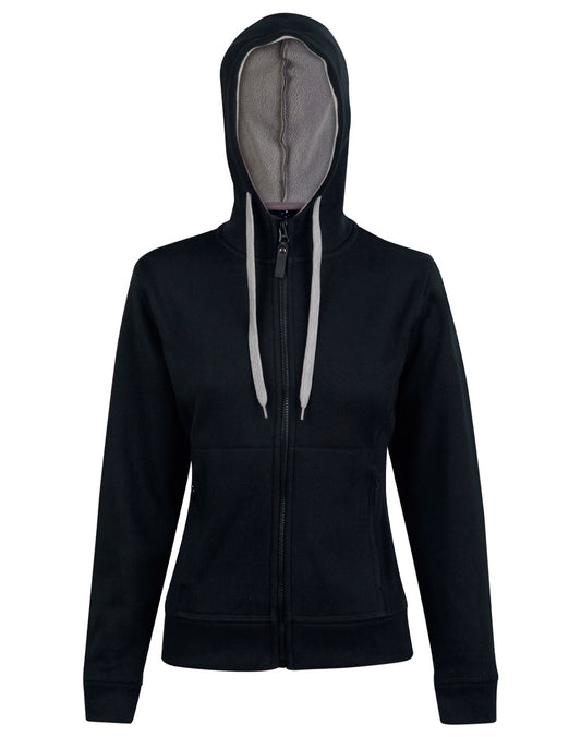 Ladies' Full Zip Contrast Fleece Hoodie