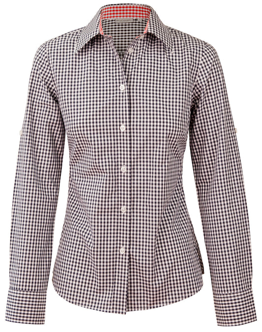 Women's Gingham Check Roll-up L/S Shirt
