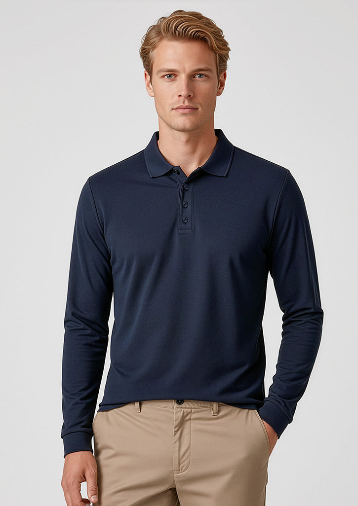 Mens Action Long Sleeve Polo - Navy