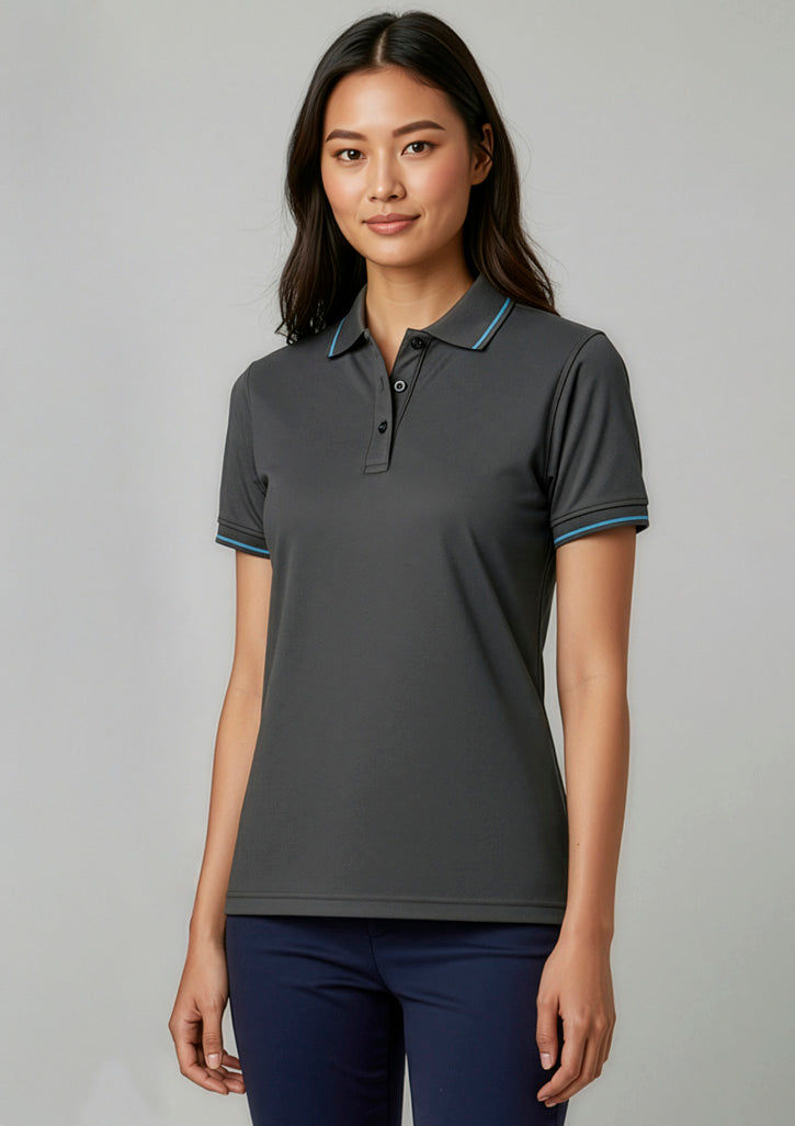 Womens Jet Short Sleeve Polo - Steel Grey/Cyan