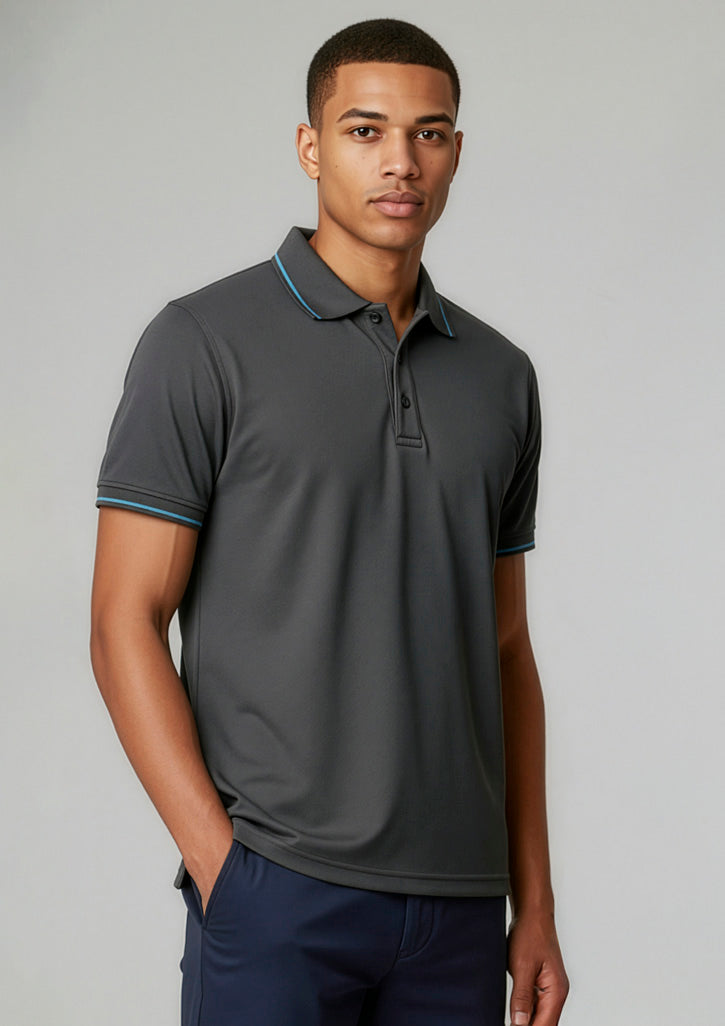 Mens Jet Short Sleeve Polo - Steel Grey/Cyan