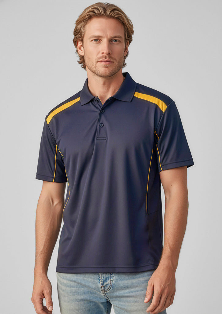 Mens United Short Sleeve Polo - Navy/Gold