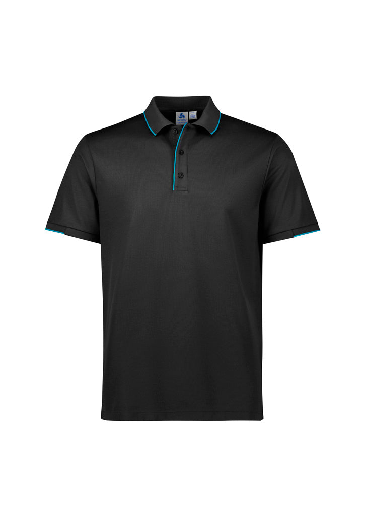 Mens Focus Short Sleeve Polo - Black/Cyan