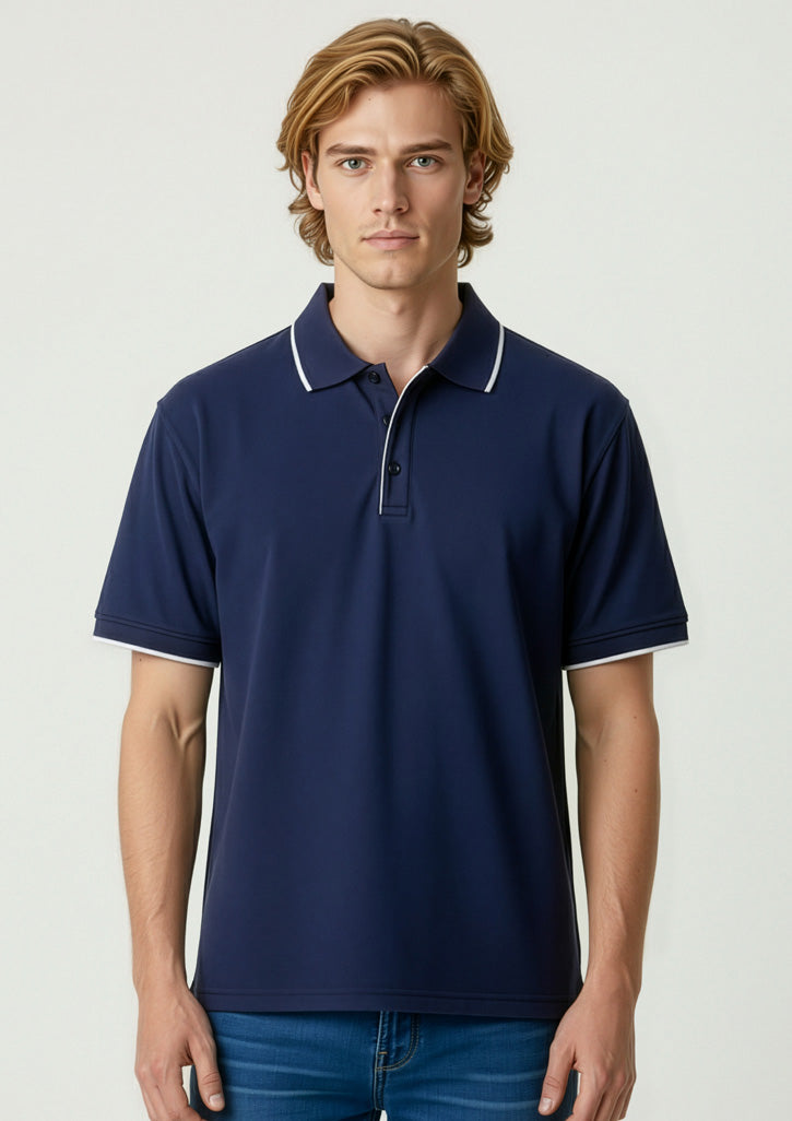Mens Elite Short Sleeve Polo - Navy/White