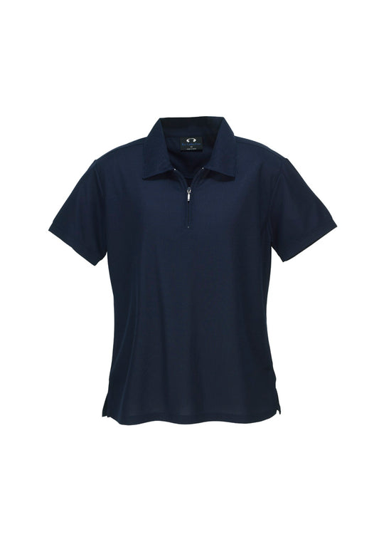 Womens Micro Waffle Short Sleeve Polo - back