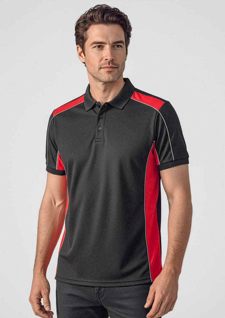 Unisex Grid Short Sleeve Polo - Black/Red
