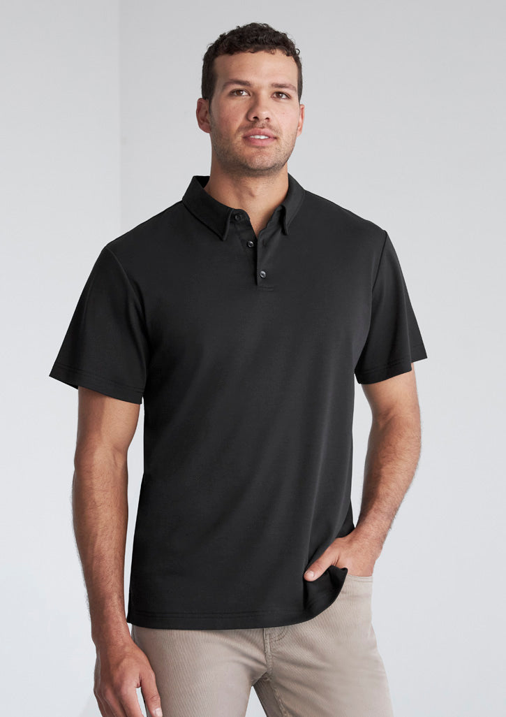 Mens Lotus Short Sleeve Polo - Black