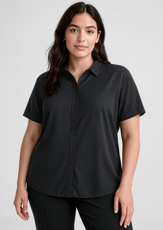 Womens Dahlia Short Sleeve Blouse - Black