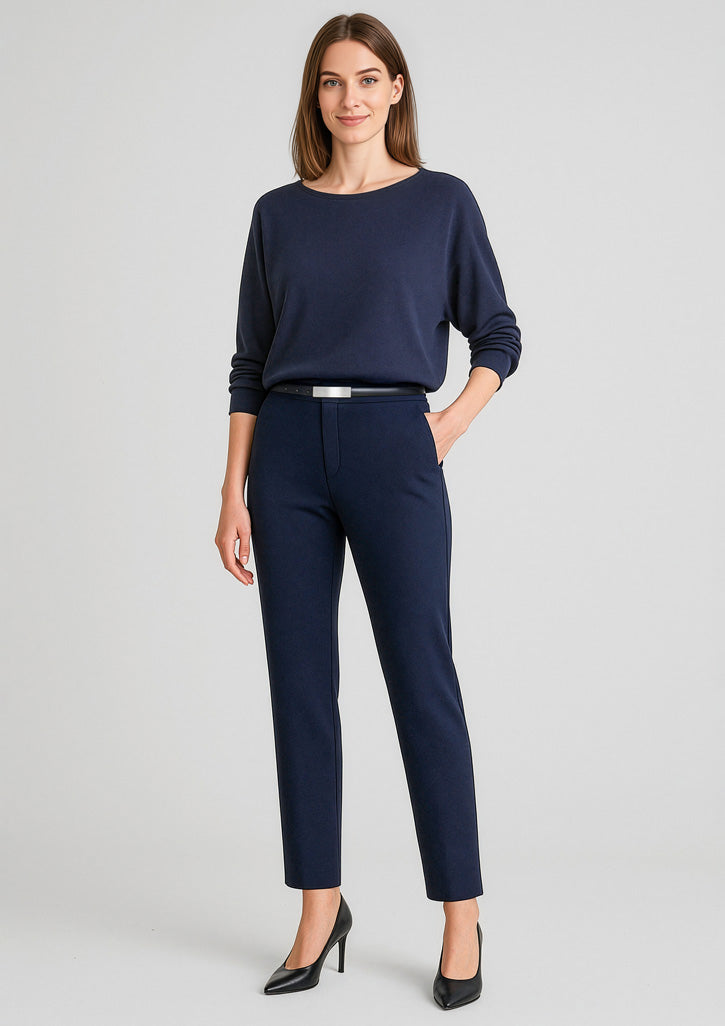 Womens Scuba Ponte Mid-rise Pull-on Pant - Navy