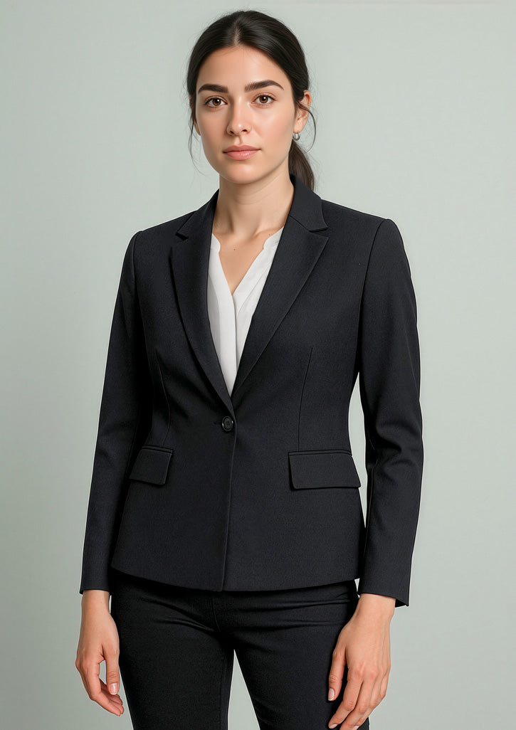 Womens Renew Single Button Mid Length Jacket - Pencil Black
