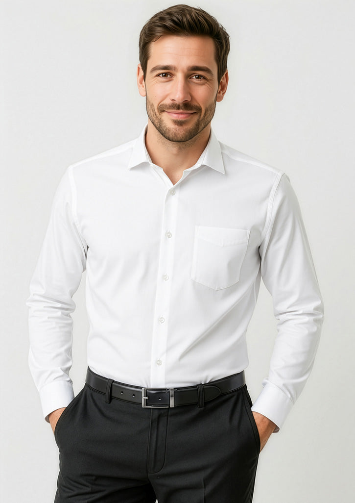 Mens Charlie Classic Fit Long Sleeve Shirt - White